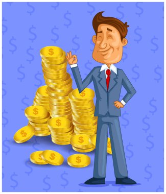 arka plan ile işadamı karakter çizimi