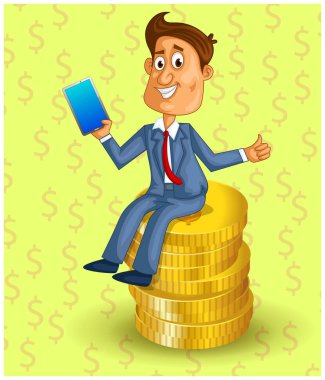 arka plan ile işadamı karakter çizimi