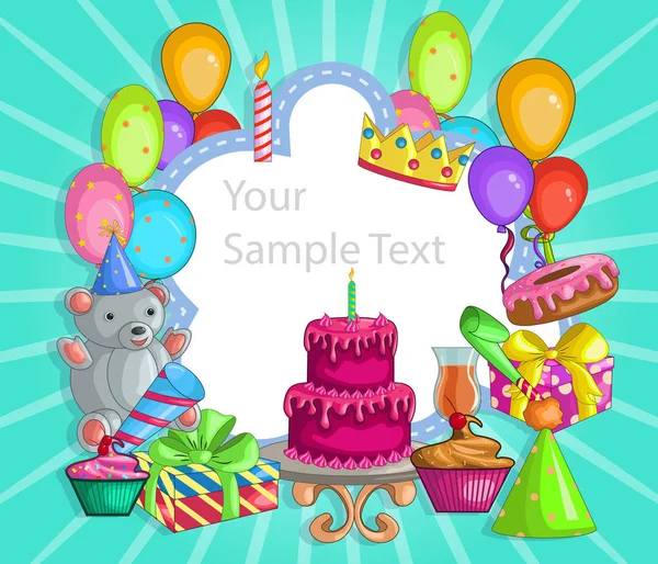 Happy Birthday Vector Design Greeting Banner — Stock Vector