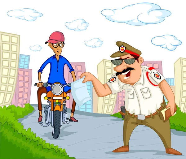 Indie Dopravní Policie Vektorové Ilustrace Vektorová Grafika