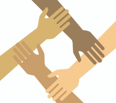 Yaratıcı renkli kare el ekip çalışması kavramı