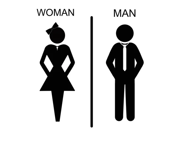 Icone uomo e donna vettoriale, segno del water, icona del bagno, stile minimale, pittogramma — Vettoriale Stock