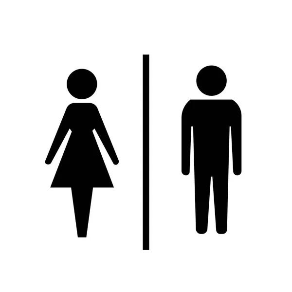 Vector iconen voor man en vrouw, WC teken, toilet pictogram, minimalistische stijl, pictogram — Stockvector