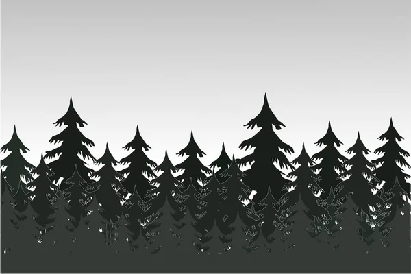 Bosque de coníferas. fondo de invierno — Vector de stock