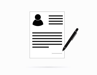 Özgeçmiş onayladı. CV, özgeçmiş onay işareti işareti konsept illüstrasyon tasarımı üzerinde gri backgraund.