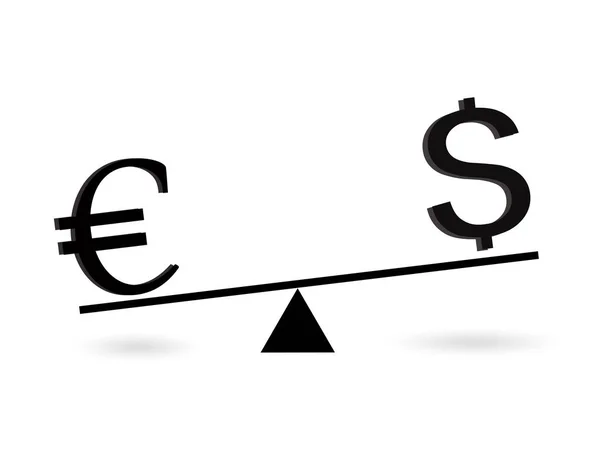 ユーロは、ドル通貨の概念ベクトルよりもより多くの価値 — ストックベクタ