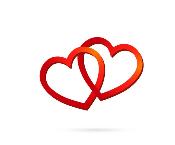 心が大好きです。接続されている 2 つの心。バレンタイン カップルのベクトル シンボルのコンセプトです。ベクター Eps 10 — ストックベクタ