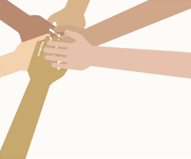 Takım sembolü. Tüm halkların eller. Aile. Dostluk. Vektör Eps 10.