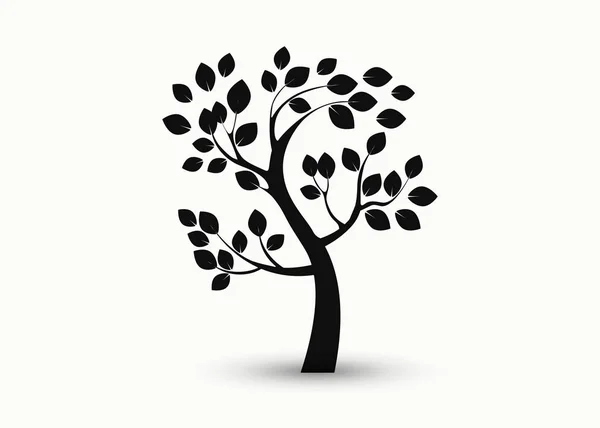 Tree silhouette isolated on white background, vector — Stock Vector