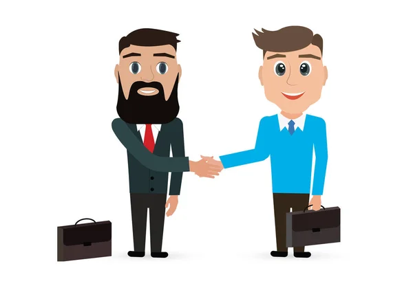 Two business man shaking hands. illustration vector of business concept. — Stock Vector