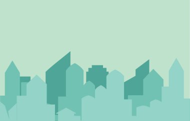 Mavi arka plan üzerinde modern şehir manzarası. Emlak iş kavramı. 