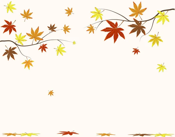 Autumn background - branches with falling yellow and red maple leaves — Stock Vector