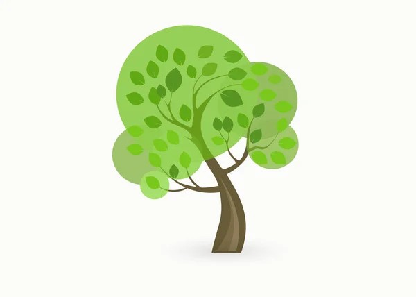 Silueta de árbol verde aislado sobre fondo blanco, vector — Vector de stock