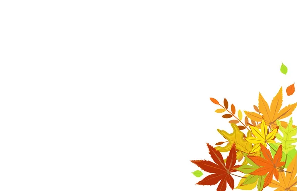 Sonbahar arka plan - renkli yaprakları (kırmızı, sarı, yeşil, mor, altın). Altın sonbahar — Stok Vektör