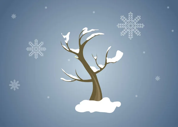 Árbol de invierno con nieve — Vector de stock