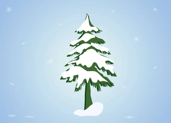 Icono Árbol Año Nuevo Árbol Navidad Pinos Cubierto Nieve Sobre — Vector de stock