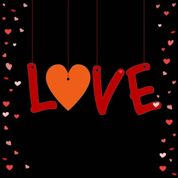 List Miłosny Słowo Miłość Związana Ciągi Walentynki — Wektor stockowy