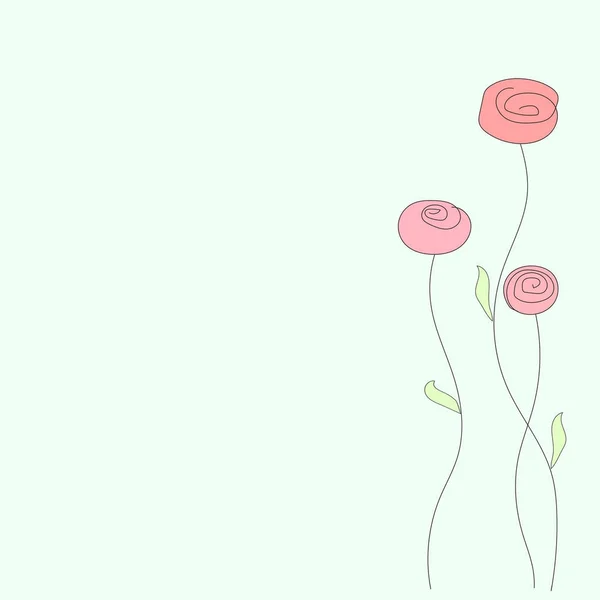 微妙的花朵在柔和的绿色背景 浪漫和自然 情人节和谐与幸福 — 图库矢量图片