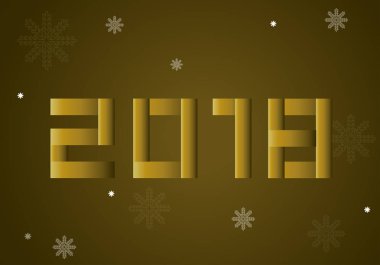 Altın arka plan üzerinde 2018 soyut resimler. Yeni yıl tatili 