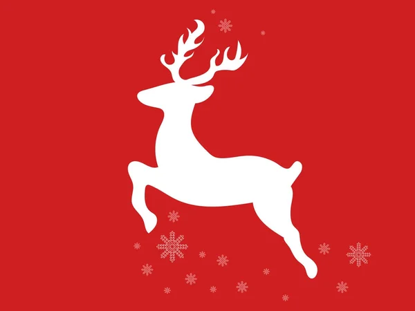 Icono Ciervo Sobre Fondo Rojo Tarjeta Año Nuevo Navidad — Archivo Imágenes Vectoriales