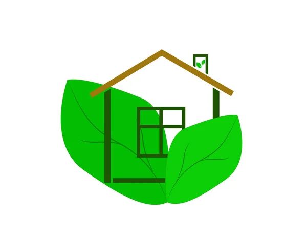 Logotipo Eco House Ícone Projeto Plano — Vetor de Stock