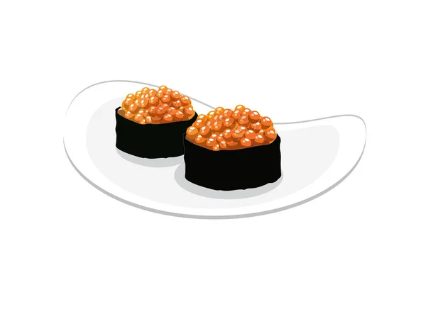 Sushi Rouleau Avec Des Baguettes Sur Fond Blanc Modèle Logo — Image vectorielle