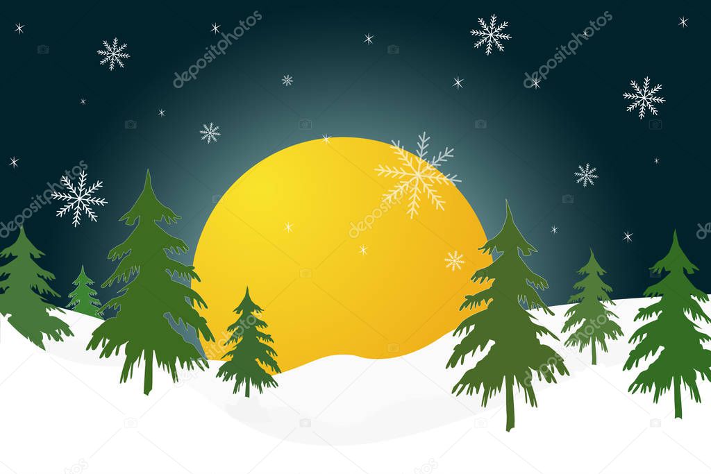 landscape with fir trees, vector illustration