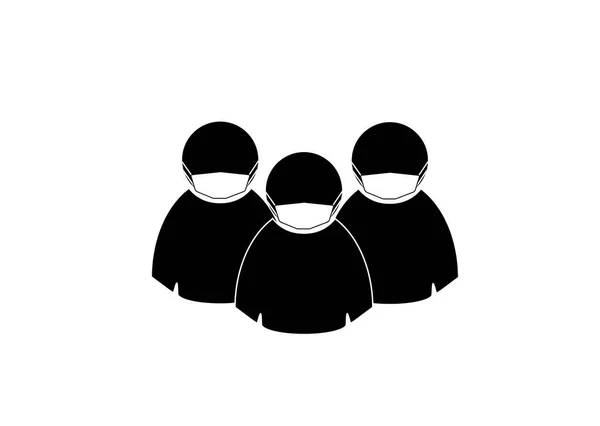 Grupo Personas Enmascaradas Ilustración Vectorial Protección Medicina Icono — Vector de stock