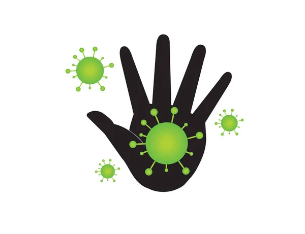 Stoppschild Hand Und Bakterien Isoliert Auf Weißem Hintergrund Vektor Symbolbild — Stockvektor