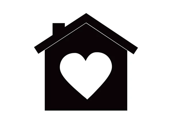 Icône Maison Avec Silhouette Coeur — Image vectorielle