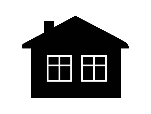 フラットブラックホーム 屋根と窓 アイコンベクトルイラスト — ストックベクタ