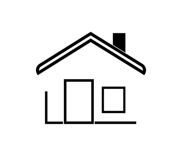 フラットブラックホーム 屋根と窓 アイコンベクトルイラスト — ストックベクタ