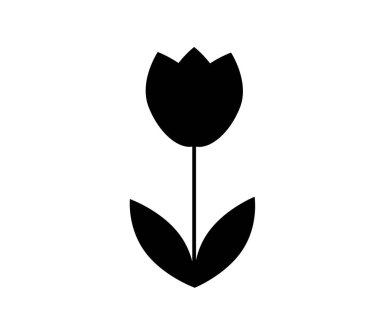 Beyaz arkaplan lale çiçekleri üzerindeki düz simge. 8 Mart. Kadınların bahar günü.