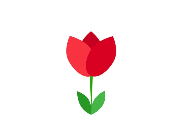 Plat Pictogram Witte Achtergrond Tulp Bloeit Maart Voorjaarsdag Voor Vrouwen — Stockvector