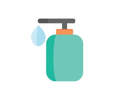 Sıvı sabun ikonu. El yıkama sembolü. Düz Vektör illüstrasyonu