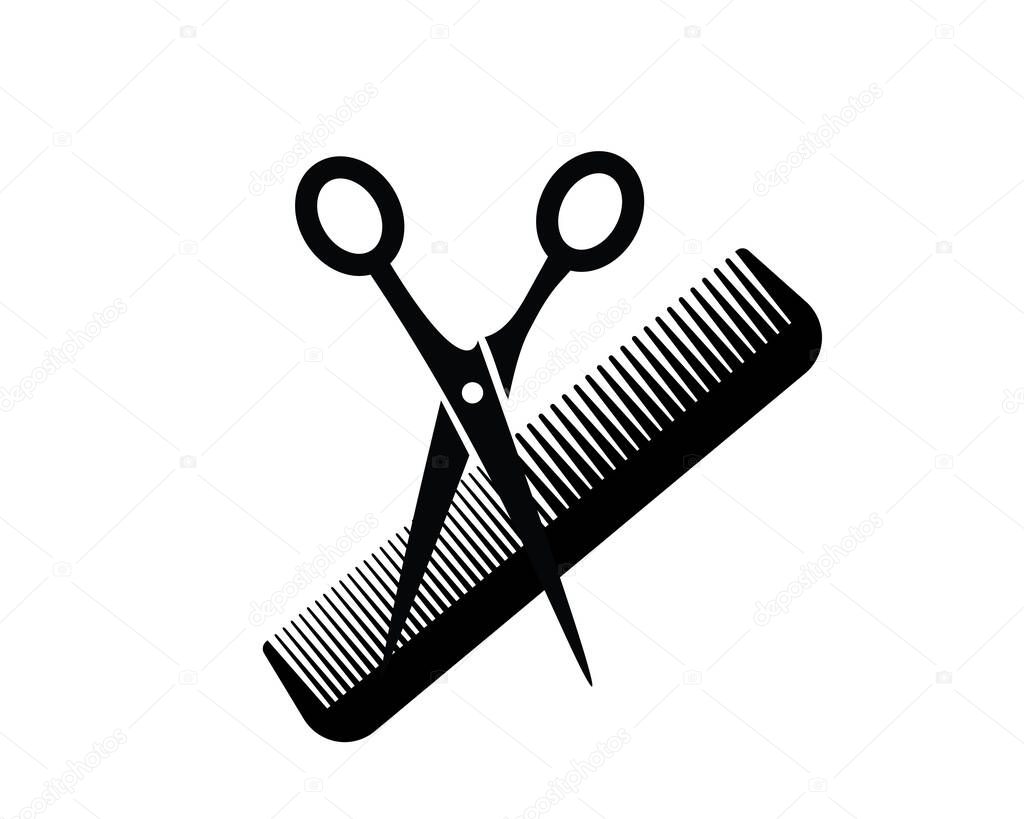 Flat icon scissors and combs isolated on white background. Beauty saloon.
