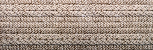 Textura tricotada. Tecido padrão feito de lã. Antecedentes, espaço de cópia. Banner — Fotografia de Stock