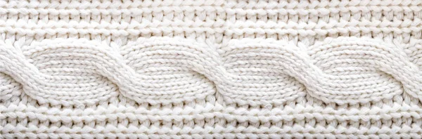 Textura tejida. Patrón de tela hecha de lana. Fondo, espacio de copia. Banner —  Fotos de Stock