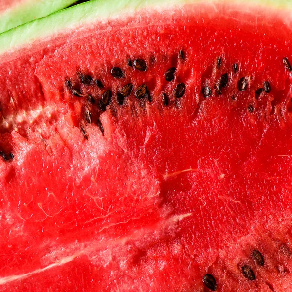 Texture of fresh ripe watermelon. Macro close up, top view — Stock Photo, Image