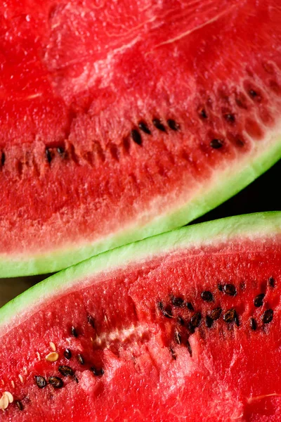 Het patroon van verse rijpe watermeloen. Macro dicht omhoog, bovenaanzicht — Stockfoto