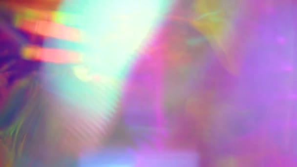 Fondo holográfico neón. Holograma de papel pintado. Textura abstracta arrugada con múltiples colores . — Vídeos de Stock