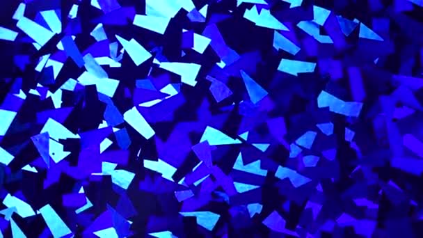 Абстрактный кристаллический фон. Тонкая фактура голубого глайтера. Блестящее вращение фона — стоковое видео