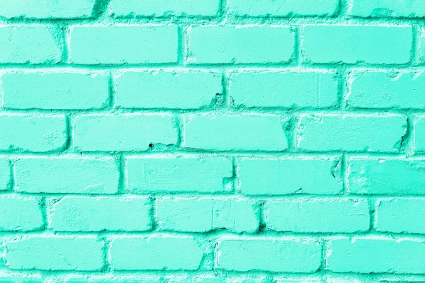 Mint brick wall texture. Background with copy space for design. Trendy green and turquoise color. — Stock Photo, Image