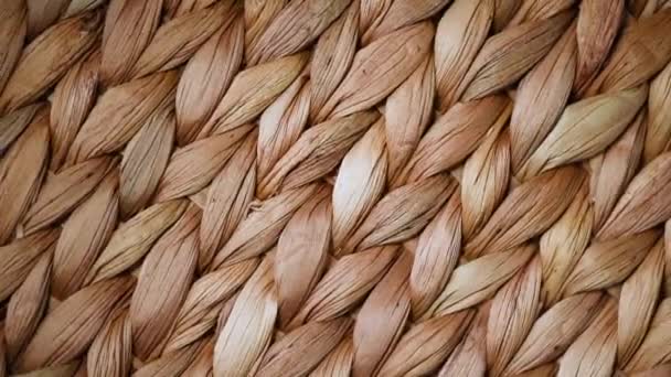 Beige rattan decorative texture. Top view. Design background — Stock Video