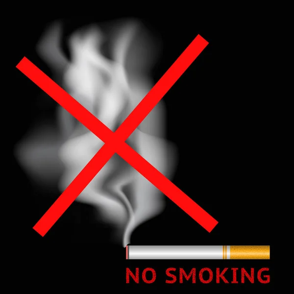 Rök inte tecken. Brinnande cigarett och red Ingen rökning området Etikettsymbol. Vektor — Stock vektor