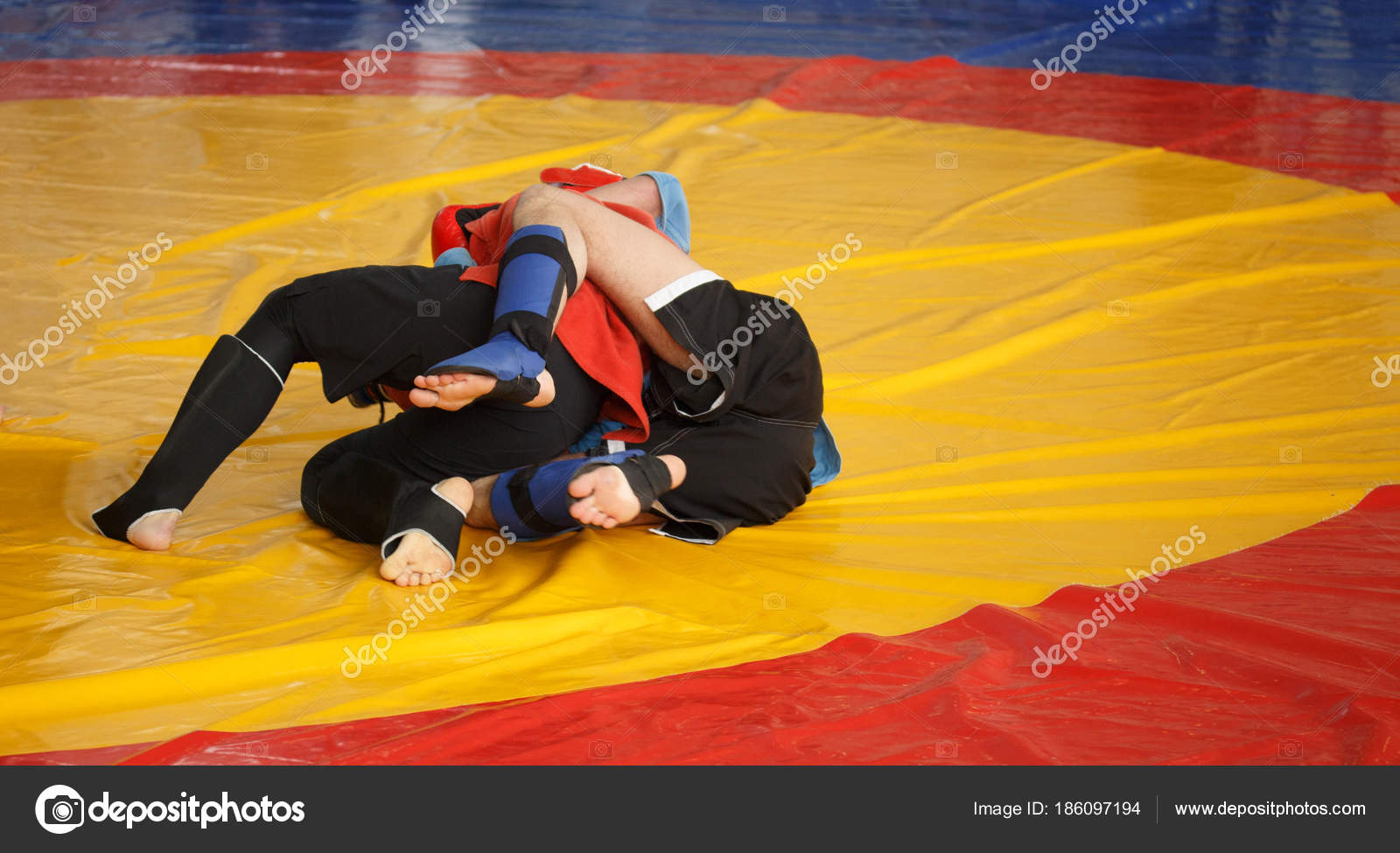 Judo Maa Two Men Are Fighting On Wrestling Mat Stock Photo