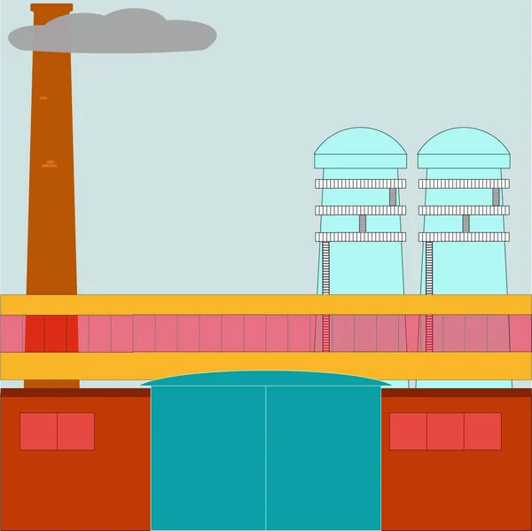 Vektorové ilustrace výrobní tovární budovy. Plochý obrázek — Stockový vektor