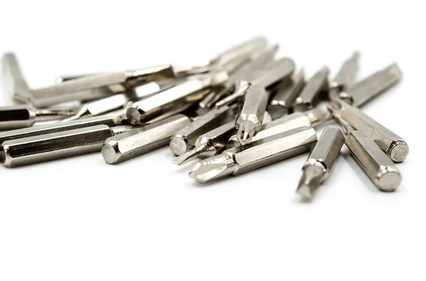 Screwdriver set of heads on the white background — Stock Photo, Image