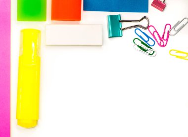 okula dönüş. beyaz üzerine çeşitli Kırtasiye