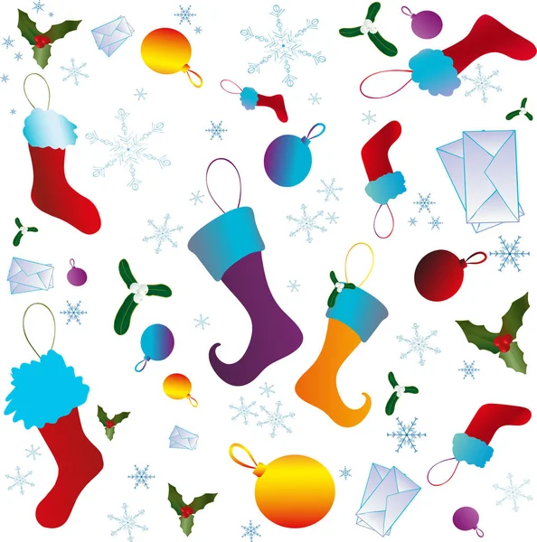 Bonito patrón con símbolos de Navidad sobre fondo blanco — Archivo Imágenes Vectoriales